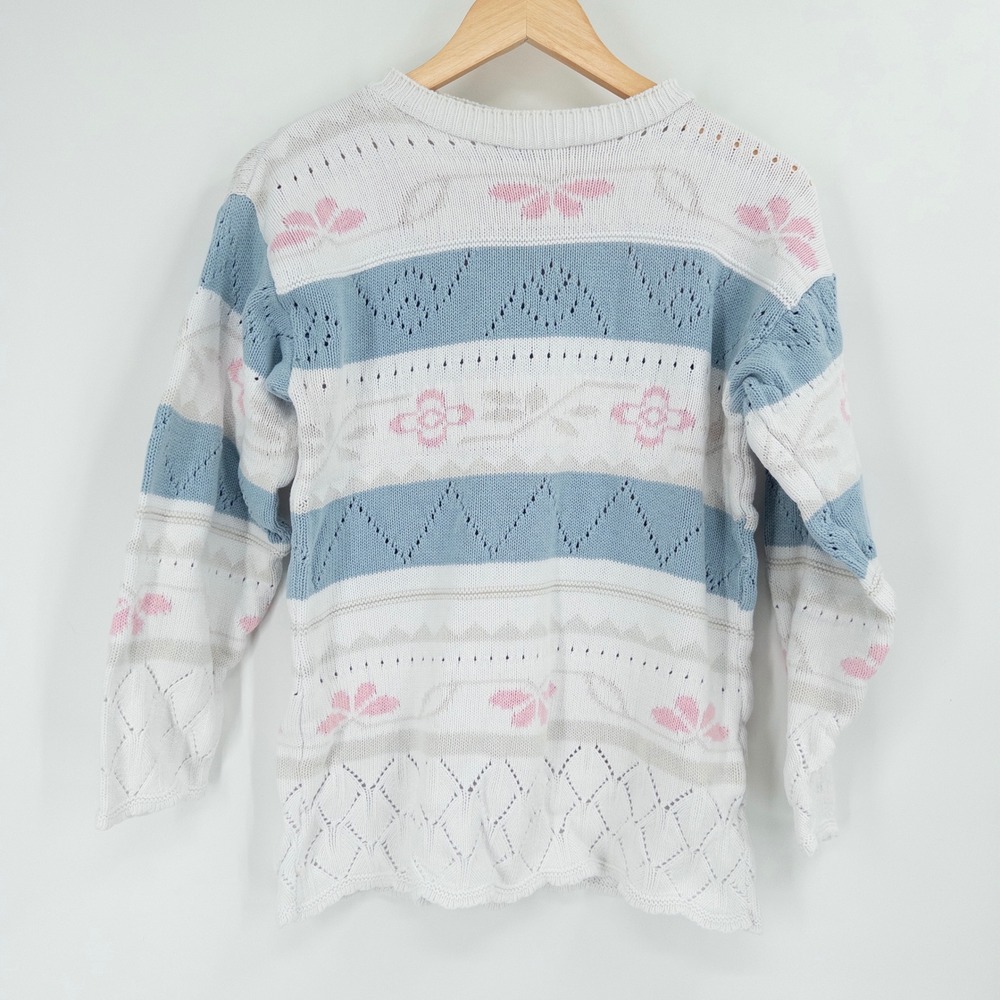 Vintage Cottagecore Sweater Womens S Lacy Dainty‎ Feminine Floral Grannycore